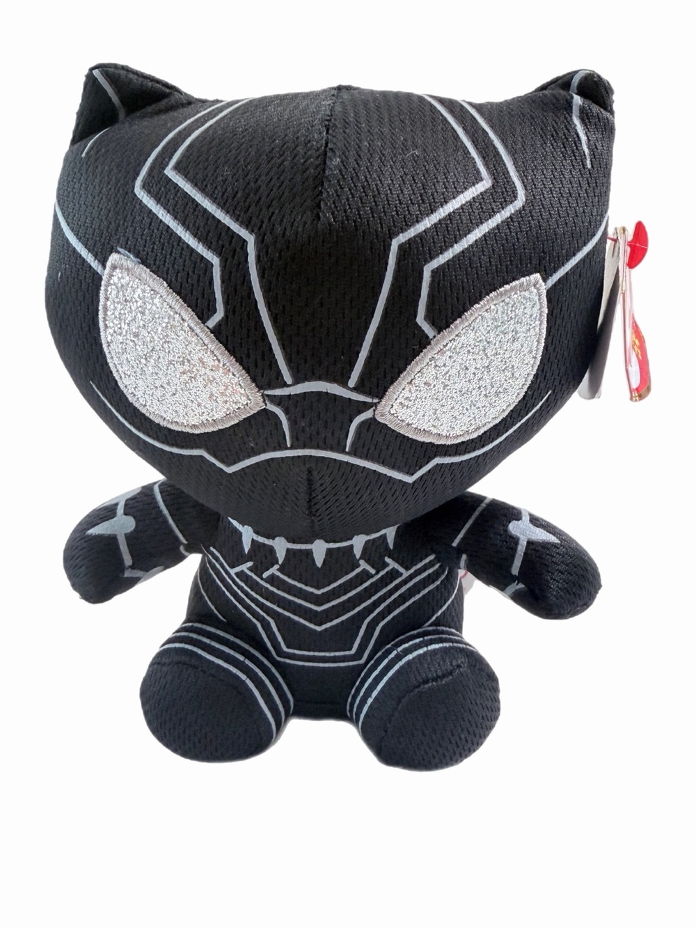 TY Beanie Baby Marvel BLACK PANTHER Plush 6" Stuffed Superhero Doll Glitter Eyes